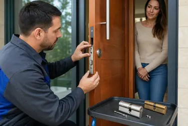 Chaveiro fazendo a troca de uma fechadura em Águas Lindas de Goiás.