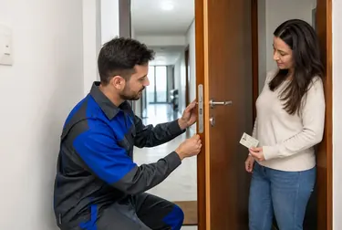 Chaveiro usando ferramentas para abrir uma porta em Águas Lindas de Goiás.